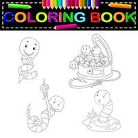 worm coloring book vector