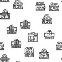 Building Restaurant And Store Vector Seamless Pattern