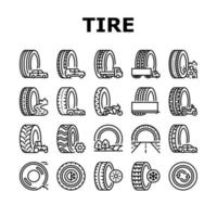 Used Tire Sale Shop Business Icons Set Vector