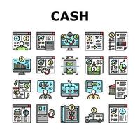 Cash Services Bank Collection Icons Set Vector