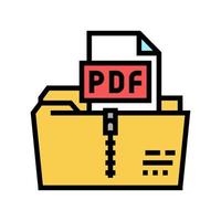 archiving pdf file color icon vector illustration