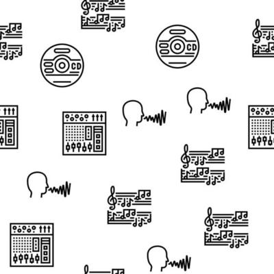 Music Record Studio Equipment Vector Seamless Pattern