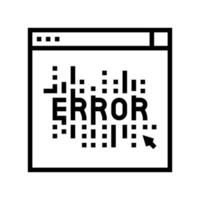 ilustración de vector de icono de línea de error de computadora