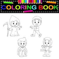 kids halloween coloring book vector