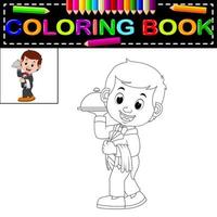 Waiter Restaurant Serving coloring book vector