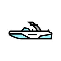 Ilustración de vector de icono de color de barco de esquí de wakeboard