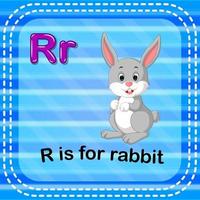 flashcard letra r es para conejo vector
