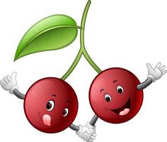 cute cherry with face vector