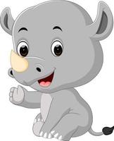 cute happy rhino cartoon vector