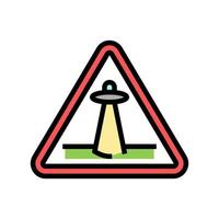 ilustración de vector de icono de color de advertencia de abducción alienígena