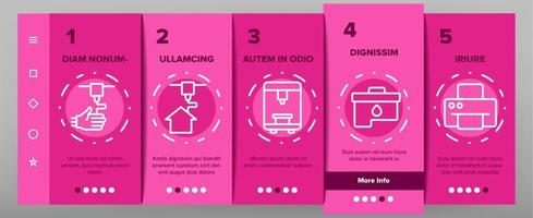 Printer Onboarding Icons Set Vector
