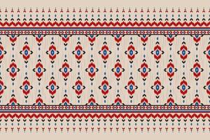 arte de patrón étnico de alfombras. patrón sin costuras ikat en tribal. estilo americano, mexicano. diseño para fondo, papel pintado, ilustración vectorial, tela, ropa, moqueta, textil, batik, bordado. vector