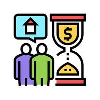 time of payment of mortgage color icon vector illustration