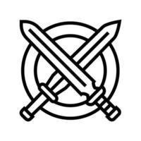 espada cruzada antigua grecia línea icono vector ilustración