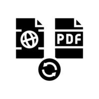 convertir la página del sitio web a la ilustración de vector de icono de glifo de archivo pdf