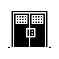 Ilustración de vector de icono de glifo de puerta de prisión metálica doble