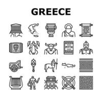 los iconos de la historia de la mitología de la antigua grecia establecen vector