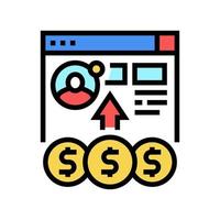 sinding dinero digital a la ilustración de vector de icono de color de usuario