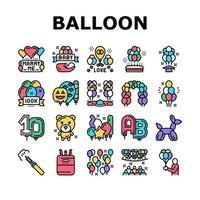 Balloon Decoration Collection Icons Set Vector