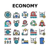 Circular And Linear Economy Model Icons Set Vector
