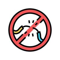 cables pelados niños prohibición segura signo color icono vector ilustración
