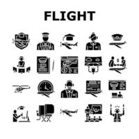 Flight School Educate Collection Icons Set Vector