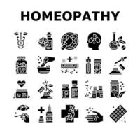 Homeopathy Medicine Collection Icons Set Vector