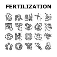 conjunto de iconos de colección de tratamiento de fertilización vector