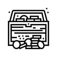 treasure chest found in pirate game line icon vector illustration