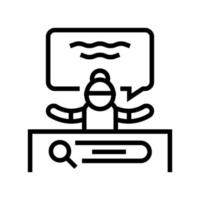 librarian help for finding materials in children library line icon vector illustration