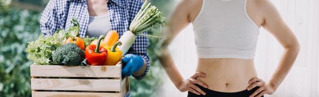 Young healthy woman with fruits. photo