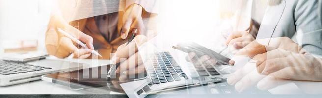 Business man using credit card and calculator for shopping online ,selective focus. photo