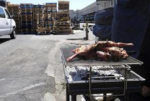 Urban barbecue next to an industrial hall in Los Angeles photo