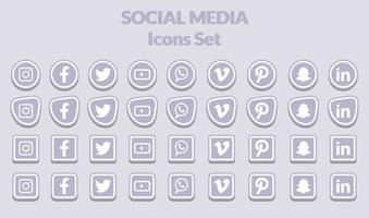 conjunto de iconos de redes sociales populares. vector