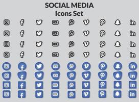 conjunto de iconos de redes sociales populares. vector