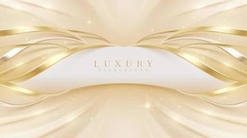 Luxury background with golden curve line elements and glitter light effect decoration. vector