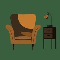 Chair and interiors living room vector