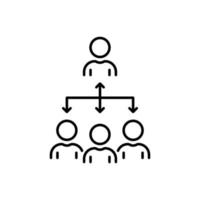 Coordinate Team People Line Icon. Business Company Group Coordination Linear Pictogram. Partnership Teamwork Enterprise Organization Outline Icon. Editable Stroke. Isolated Vector Illustration.