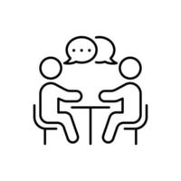 icono de línea de gestión de recursos humanos. pictograma lineal de reunión de entrevista de trabajo. icono de contorno de comunicación de carrera de búsqueda de trabajo de contratación. empleador contratar empleado. trazo editable. ilustración vectorial aislada. vector