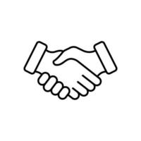 Handshake Partnership Professional Line Icon. Hand Shake Business Deal Linear Pictogram. Cooperation Team Agreement Finance Meeting Outline Icon. Editable Stroke. Isolated Vector Illustration.