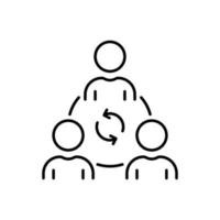 Collaboration Line Icon. Group of People Community Team Work Linear Pictogram. Social Communication and Business Teamwork Connect Outline Icon. Editable Stroke. Isolated Vector Illustration.