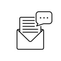 Open Paper Letter in Envelope Line Icon. Post Message Mail Linear Pictogram. Web Email Document Send Newsletter Outline Icon on White Background. Editable Stroke. Isolated Vector Illustration