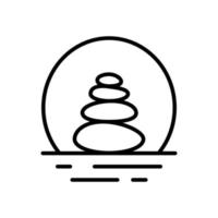 icono de línea de yoga de equilibrio de piedra. bienestar meditación calma guijarro roca pictograma lineal. icono de contorno de bienestar zen. spa belleza estilo de vida saludable trazo editable. ilustración vectorial aislada. vector