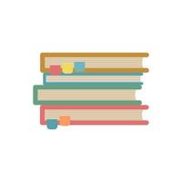 Stack of books icon with bookmarks in flat style isolated on white background. Vector illustration.