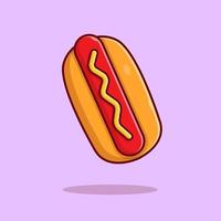 Hotdog Cartoon Vector Icon Illustration. Food Object Icon  Concept Isolated Premium Vector. Flat Cartoon Style