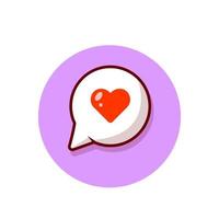 Speech Bubble Love Heart Cartoon Vector Icon Illustration.  Sign Object Icon Concept Isolated Premium Vector. Flat  Cartoon Style