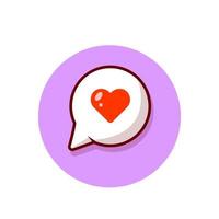 ilustración de icono de vector de dibujos animados de corazón de amor de burbuja de discurso. signo objeto icono concepto aislado premium vector. estilo de dibujos animados plana