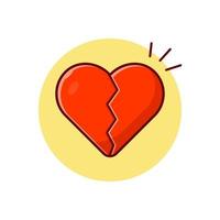 Broken Heart Love Cartoon Vector Icon Illustration. Sign  Object Icon Concept Isolated Premium Vector. Flat Cartoon  Style