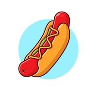 Hotdog Cartoon Vector Icon Illustration. Food Object Icon  Concept Isolated Premium Vector. Flat Cartoon Style