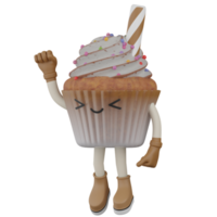 3d Isolated Cupcake with white cream png